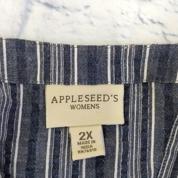 Appleseed's Top Short Sleeve Seersucker Button Down Sz 2X - Picture 4 of 4